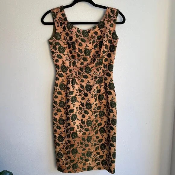 Stunning 60s Brocade Wiggle Dress & Matching Jacket - Picture 2 of 16